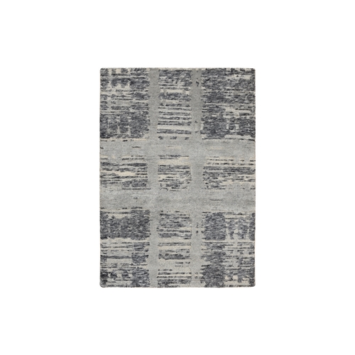Gray Hand Knotted Modern Hand Spun Undyed Natural Wool Mat Oriental Rug Gray Hand Knotted Modern Hand Spun Undyed Natural Wool Mat Oriental Rug