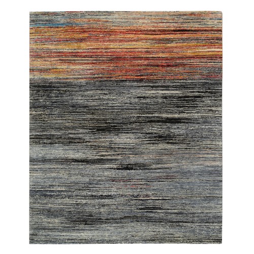 Colorful, Modern Stripe Design, Natural Dyes Thick and Plush, Ghazni Wool Hand Knotted, Oriental Rug