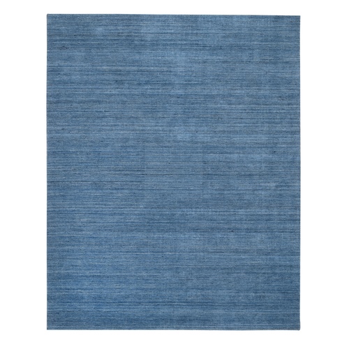 Denim Blue, Modern Design, Soft Wool, Hand Loomed, Tone on Tone, Oriental Rug