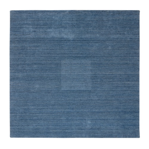 Denim Blue, Soft Wool, Modern Design, Hand Loomed, Tone on Tone, Square Oriental Rug