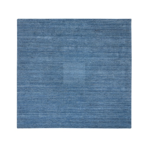 Denim Blue, Modern Design, Hand Loomed, Tone on Tone, Pure Wool Square Oriental Rug