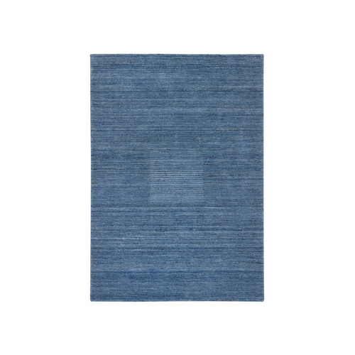 Denim Blue, Hand Loomed, Tone on Tone, Modern Design, Pure Wool Oriental Rug