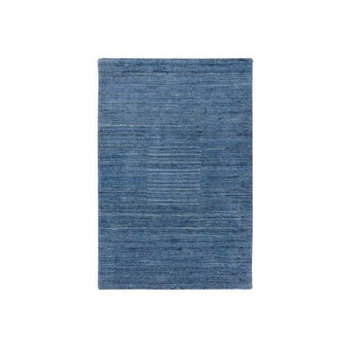 Denim Blue, Hand Loomed, Modern Design, Tone on Tone, Soft and Plush Wool, Mat Oriental Rug