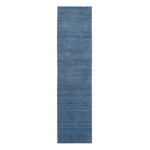 Denim Blue, Tone on Tone, All Wool Hand Loomed, Modern Design, Runner Oriental Rug