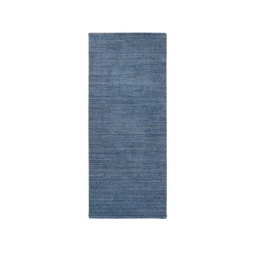 Denim Blue, Modern Design, Tone on Tone, All Wool Hand Loomed, Runner Oriental Rug