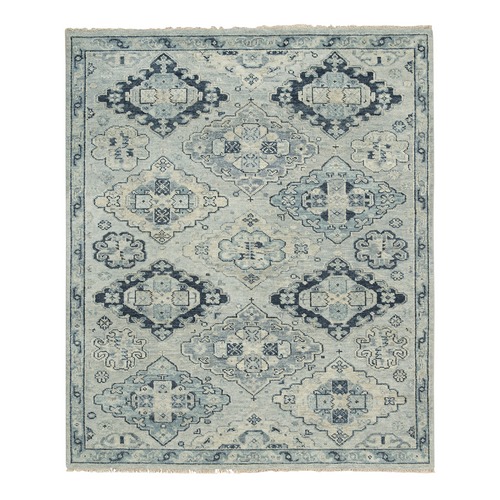 Silver Gray, Hand Knotted Anatolian Design, Supple Collection Thick and Plush Pure Wool, Oriental Rug