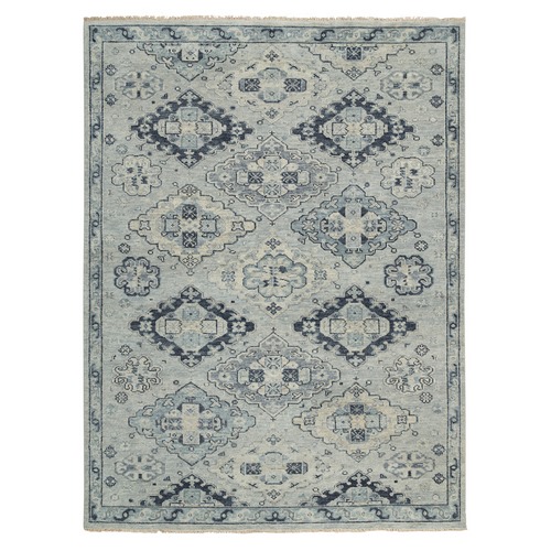 Silver Gray, Thick and Plush Extra Soft Wool Hand Knotted, Anatolian Design Supple Collection, Oriental Rug