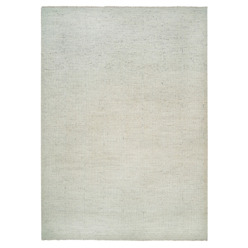 Beige, Hand Knotted Moroccan Inspired Modern Design, High and Low Pile Organic Wool, Oriental Rug