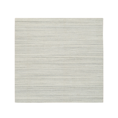 Ivory and Cream, Undyed Natural Wool Modern Design, Thick and Plush Plain Hand Loomed, Square Oriental Rug