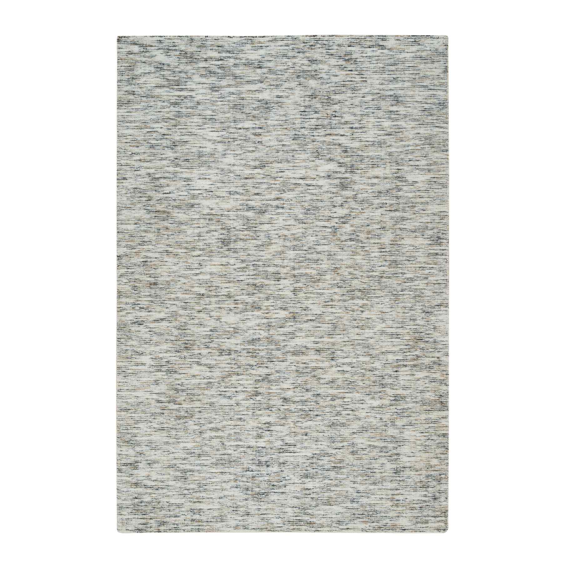 Earth Tone Colors, Hand Loomed Modern Striped Design Soft to the Touch Pure Wool Oriental Rug