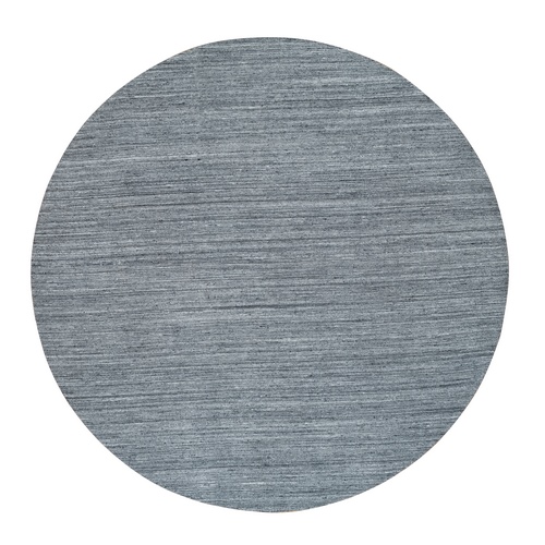 Arsenic Gray, Hand Loomed Modern Striae Design, Soft Pile Organic Wool, Round Oriental 