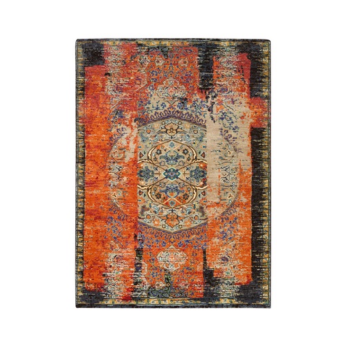 Rust Red & Black, Ancient Ottoman Erased Design, Ghazni Wool Hand Knotted, Oriental Rug Rust Red & Black, Ancient Ottoman Erased Design, Ghazni Wool Hand Knotted, Oriental Rug
