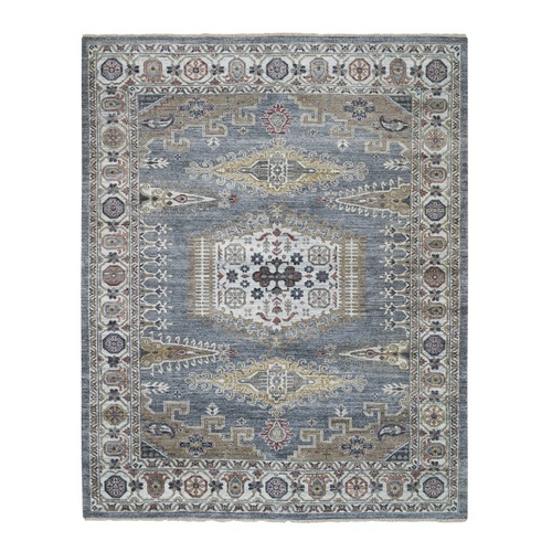 Ivory with Soft Tones, Pure Wool Hand Knotted, Persian Viss Design Reimagined, Plush and Lush Soft Pile, Oriental Rug