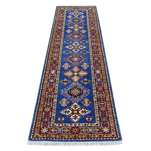 Denim Blue Super Kazak Tribal Design With Soft, Natural Wool Hand Knotted Oriental 