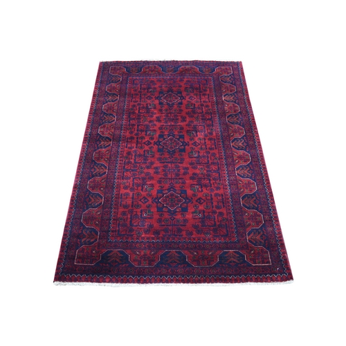 Deep and Saturated Red Afghan Khamyab with Vegetable Dyes Denser Weave with Shiny Wool Hand Knotted Oriental Rug