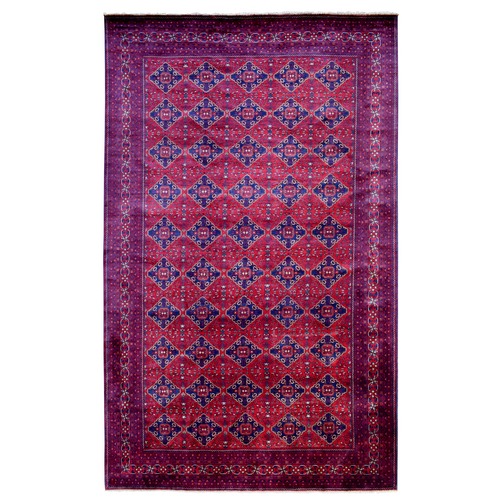 Deep and Saturated Red, Afghan Khamyab with Tribal Medallions Design, Organic Wool Hand Knotted, Oversized Oriental Rug