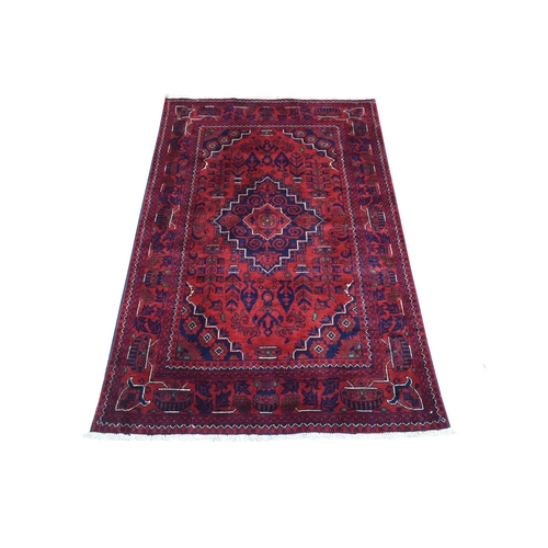 Deep and Saturated Red, Afghan Khamyab with Large Medallions Design, Organic Wool Hand Knotted, Oriental Rug