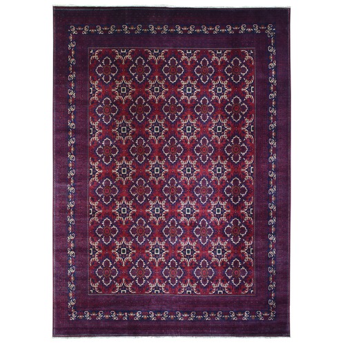 Deep and Saturated Red, All Over Design Velvety Wool, Afghan Khamyab Hand Knotted Oriental Rug