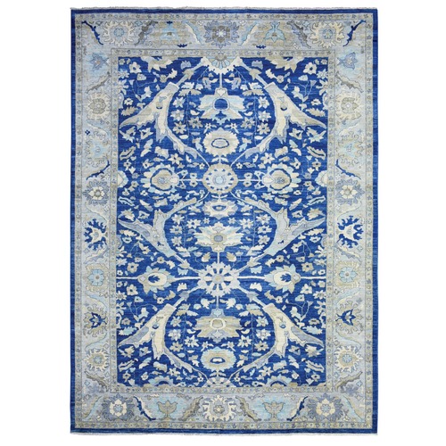 Sapphire Blue, Finer Peshawar with Mahal Design, Densely Woven Natural Dyes, Organic Wool Hand Knotted, Oriental Rug