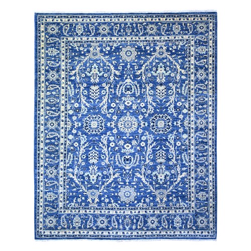 Egyptian Blue, Finer Peshawar with Mahal Design, Dense Weave Vegetable Dyes, Extra Soft Wool Hand Knotted, Oriental 