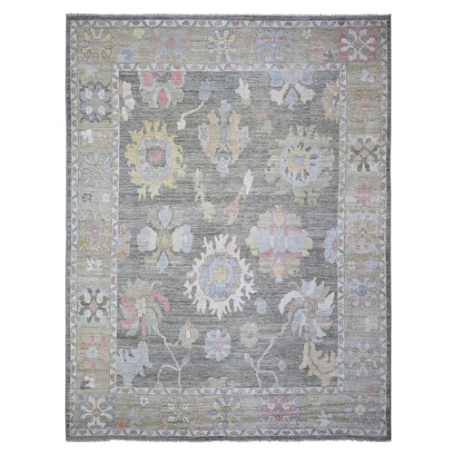 Cloud Gray, Afghan Angora Oushak with Vegetable Dyes, Organic Wool Hand Knotted, Oriental Rug