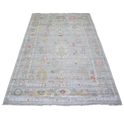 Goose Gray, Afghan Angora Oushak with Vegetable Dyes, Natural Wool Hand Knotted, Oriental Rug