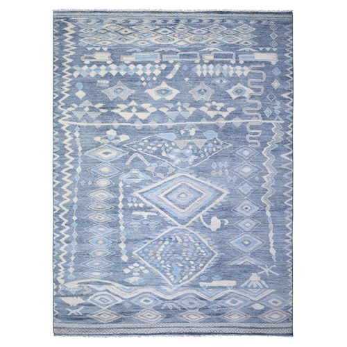 Cadet Gray, Hand Knotted Beni Ourain Moroccan Berber Design, Vegetable Dyes Extra Soft Wool, Oriental Rug