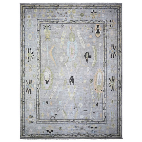 Goose Gray, Afghan Angora Oushak with Soft Colors Vegetable Dyes, Organic Wool Hand Knotted, Oversized Oriental Rug