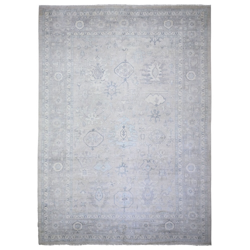 Gainsboro Gray, Afghan Angora Oushak Vegetable Dyes, Natural Wool Hand Knotted, Oversized Oriental Rug