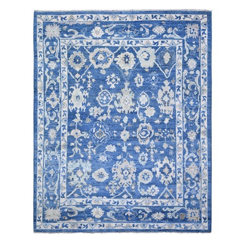 Bayern Blue, Hand Knotted Pure Wool, Afghan Angora Oushak with Natural Dyes, Oriental Rug