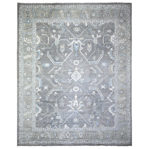 Battleship Gray, Hand Knotted Afghan Angora Oushak with Soft Colors, Natural Dyes Extra Soft Wool, Oversized Oriental Rug