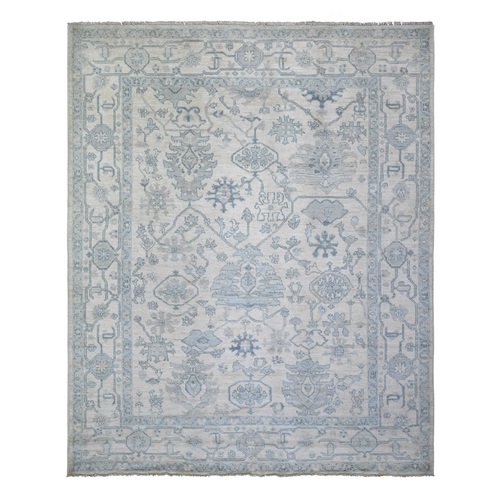 Ivory, Natural Dyes Afghan Angora Oushak with All Over Design, Extra Soft Wool Hand Knotted, Oriental Rug