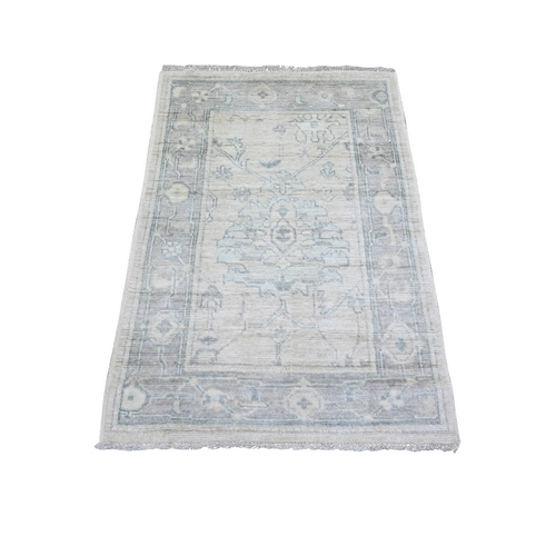 Silver Gray, Afghan Angora Oushak with Soft Colors Natural Dyes, Extra Soft Wool, Hand Knotted, Mat Oriental Rug