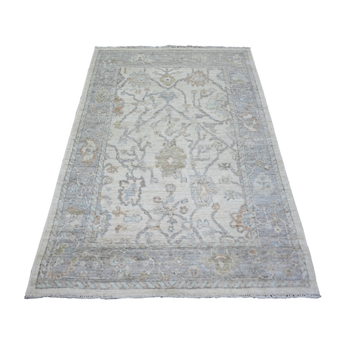 Ivory, Afghan Angora Oushak With Soft Colors Natural Dyes, Soft Wool, Hand Knotted, Oriental Rug