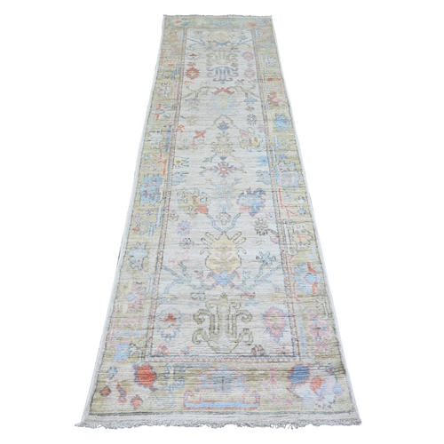 Begie, Afghan Angora Oushak with Soft Colors, Natural Dyes, Extra Soft Wool, Hand Knotted, Runner Oriental Rug