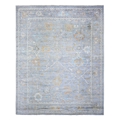 Pure Silver Gray, Afghan Angora Oushak with Soft Colors, Natural Dyes, Extra Soft Wool, Hand Knotted, Oriental Rug