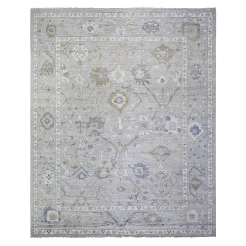Cloud Gray, Afghan Angora Oushak with Soft Colors, Natural Dyes, Pure Wool, Hand Knotted, Oriental Rug