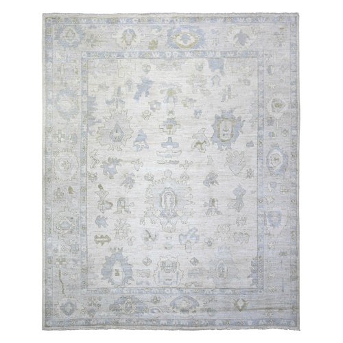 Ivory, Afghan Angora Oushak with Faded colors, Natural Dyes, Soft Wool, Hand Knotted, Oriental Rug