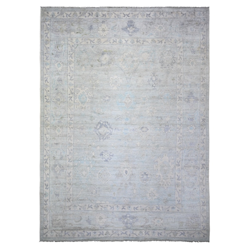 Cloud Gray, Afghan Angora Oushak  with Soft Colors Natural Dyes, Extra Wool Hand Knotted, Oriental Rug