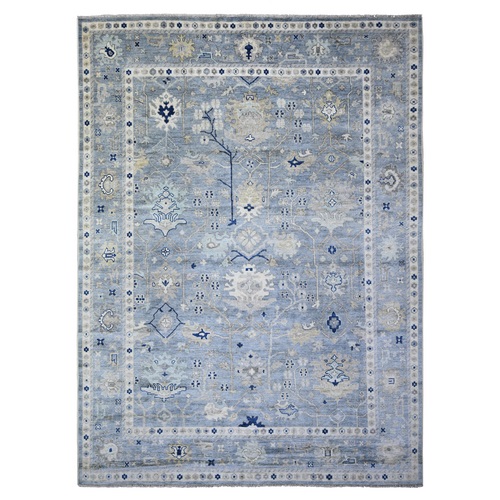 Slate Gray, Afghan Angora Oushak with All Over Pattern Natural Dyes, Soft Wool Hand Knotted, Oriental Rug