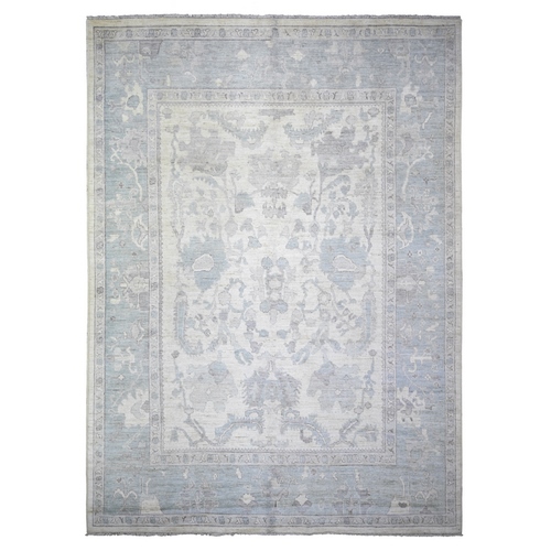 Light Gray, Afghan Angora Oushak With Soft Colors, Natural Dyes, Soft Wool, Hand Knotted, Oriental Rug