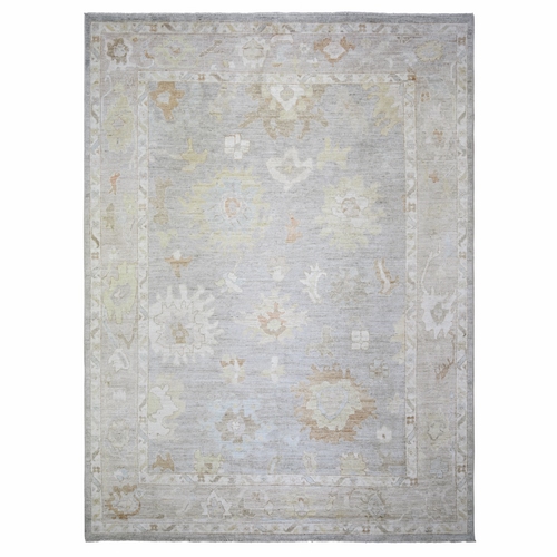 Spanish Gray, Afghan Angora Oushak with Faded Colors, Natural Dyes, 100% Wool, Hand Knotted, Oriental Rug