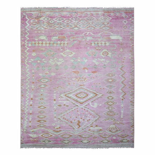 Baby Pink, Boujaad Moroccan Berber Design Natural Dyes, Soft Wool Hand Knotted, Oriental 