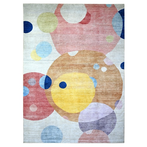 Colorful, The Circles Design Vegetable Dyes, 100% Wool Hand Knotted, Oriental Rug
