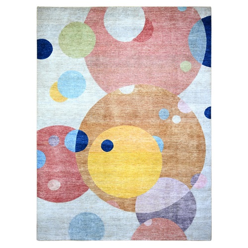 Colorful, The Circles Design Vegetable Dyes, 100% Wool Hand Knotted, Oriental Rug