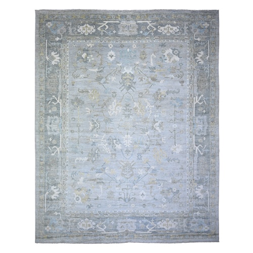 Cloud Gray, Afghan Angora Oushak Natural Dyes, Soft Wool Hand Knotted, Oriental Rug 