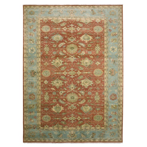 Copper Red, Antiqued Persian Sultanabad Design, 250 KPSI Distressed, 100% Wool Hand Knotted, Oversized Oriental Rug