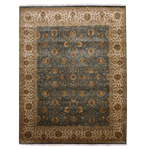 Charcoal Gray, All Over Tabriz Design 300 KPSI, 100% Pure and Real Silk Hand Knotted, Oriental Rug