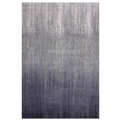 Gray and Blue, Hand Knotted Modern Ombre Design, Densely Woven Pure Wool, Oversized Oriental Rug