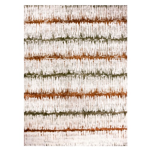 Earth Tone Colors, Modern, Cardiac Design, Pure Silk and Textured Wool, Hand Knotted Oriental 